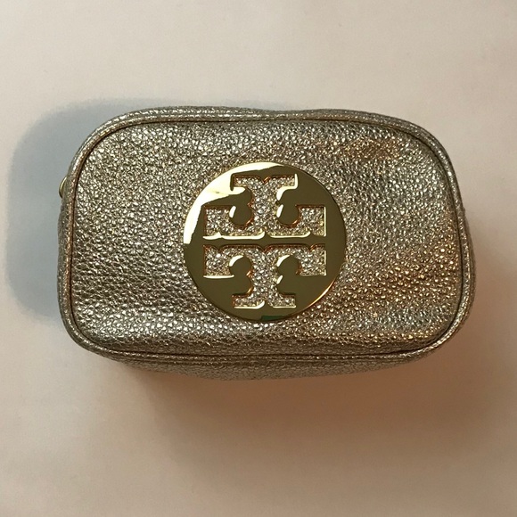 Tory Burch Handbags - Tory Burch Gold Metallic Reva Women's Cosmetics/Jewelry Bag